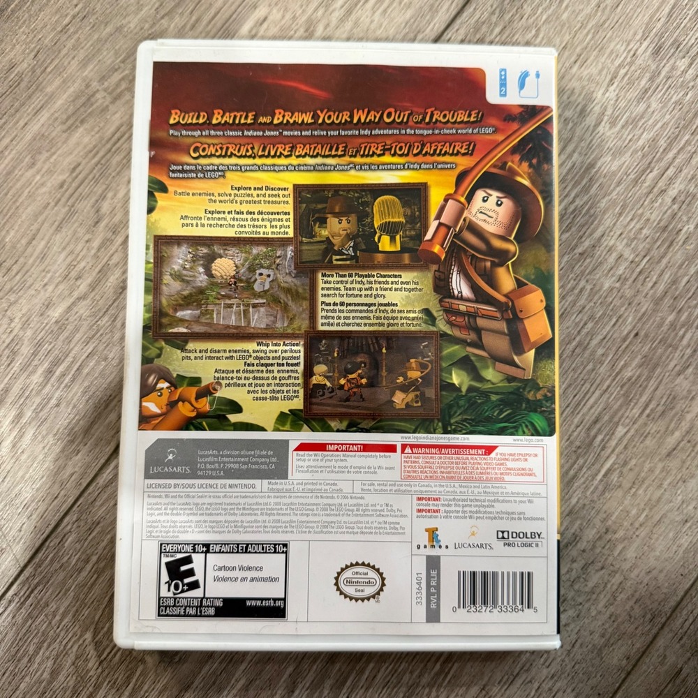LEGO Indiana Jones The Original Adventures Nintendo Wii Complete CIB w/ Manual - Picture 2 of 4